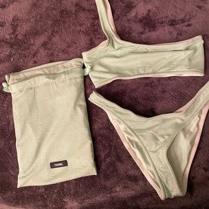 Triangl swim suit green sparkle